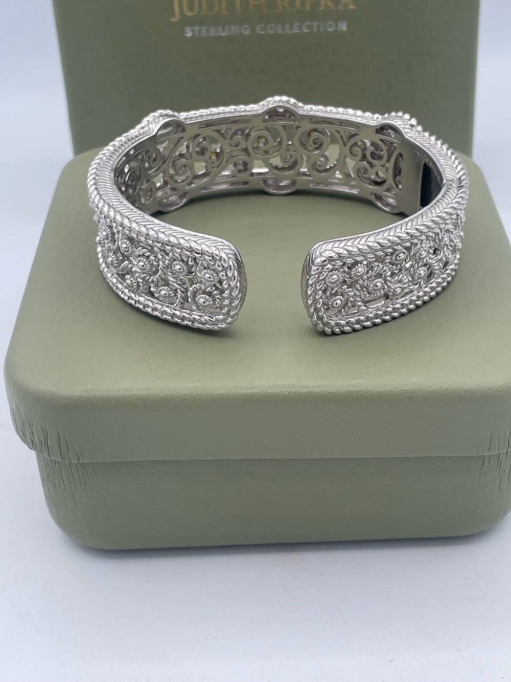 Judith Ripka Sterling Silver 925 Multi Gemstone CZ Cuff Bracelet Heavy 66.6g - Picture 10 of 15